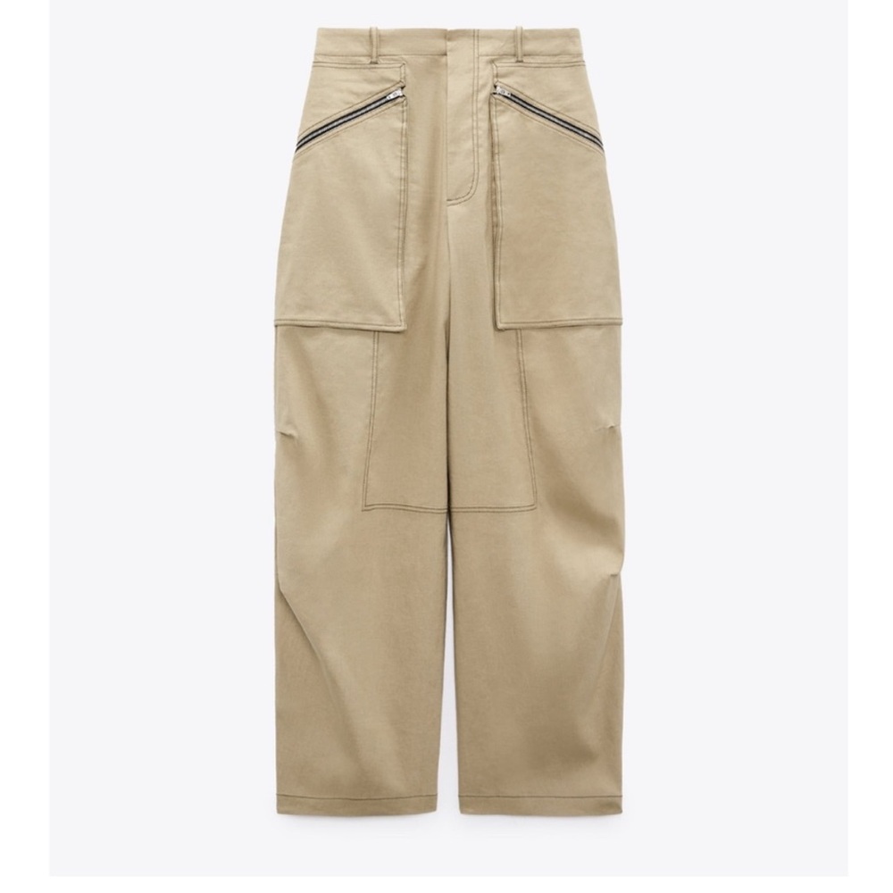 Zara zippered cargo pants in Tan